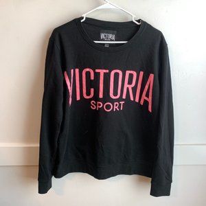 Victoria's Sport Black & Pink Logo Pullover Sweatshirt
